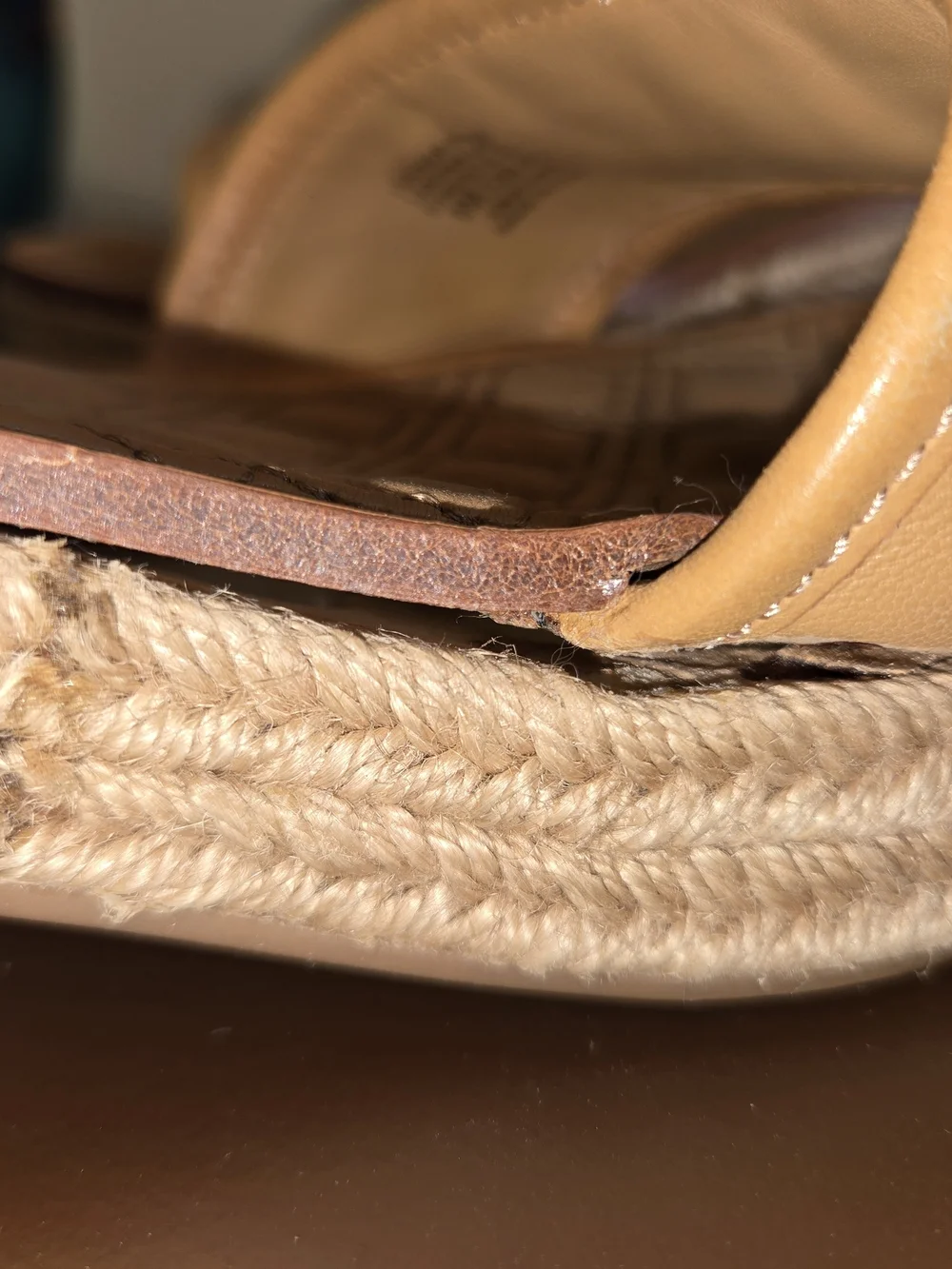 Tory Burch Tan Leather Espadrille Slide Sandals